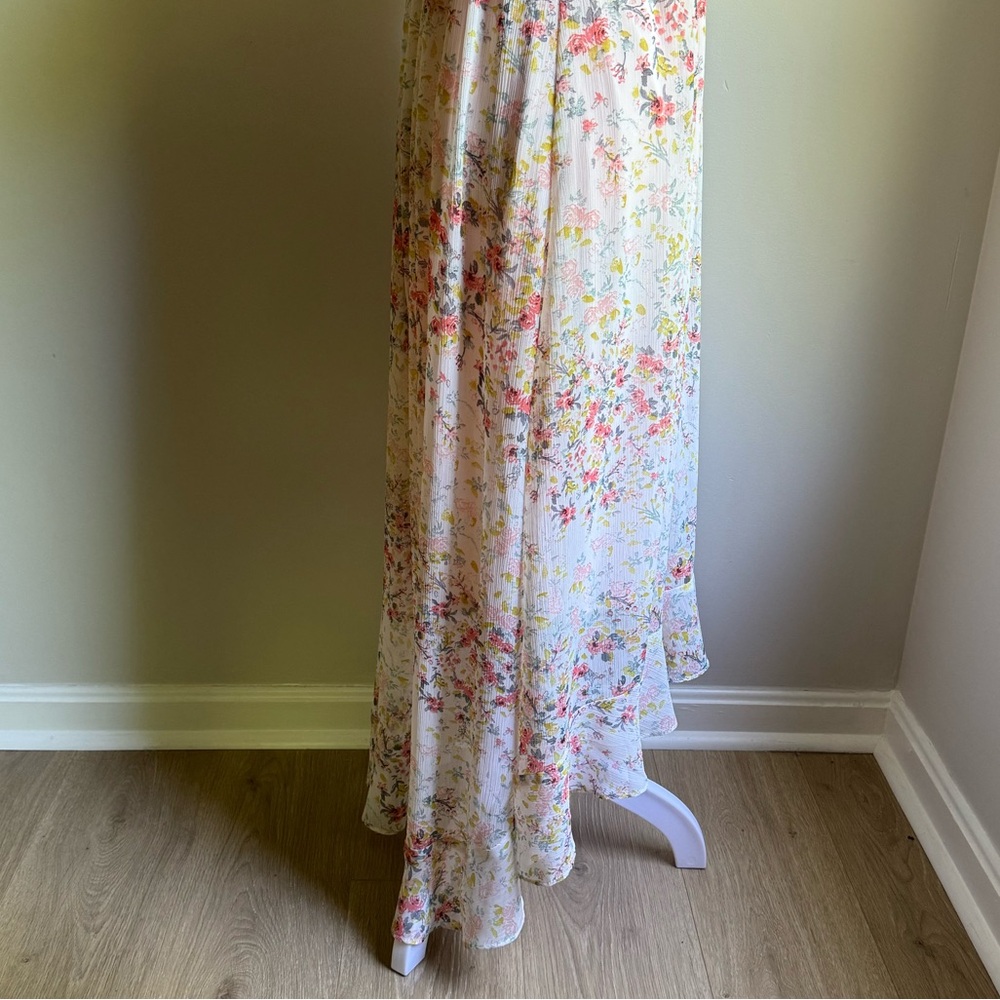 Charlotte Russell Floral Ruffle-Trim Maxi Dress Pink Size Small - Picture 6 of 6